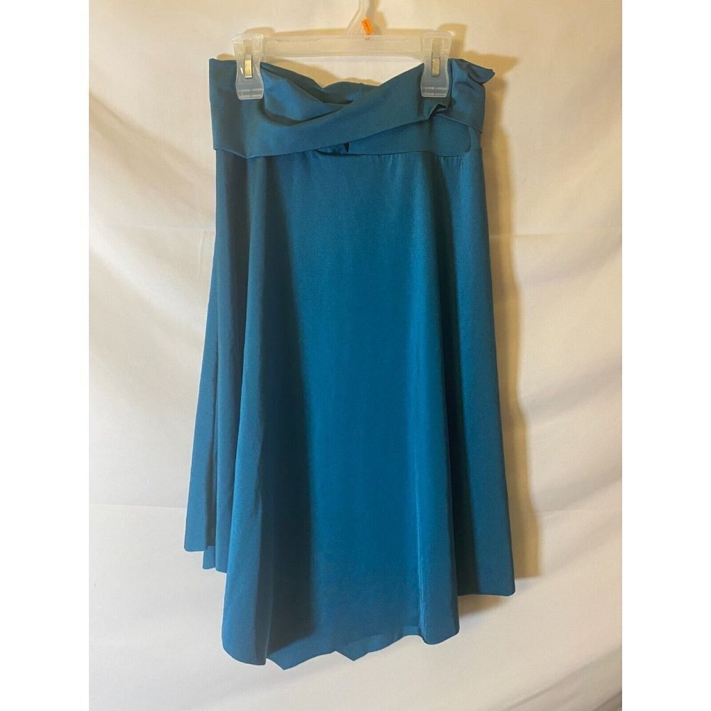 Glam Luxe Soft girl Women’s medium Green Silky Circle Skirt Knee length Office